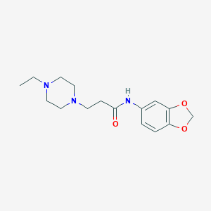 molecular formula C16H23N3O3 B248775 N-(1,3-benzodioxol-5-yl)-3-(4-ethylpiperazin-1-yl)propanamide 
