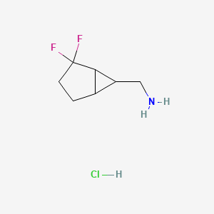 molecular formula C7H12ClF2N B2487750 (2,2-Difluoro-6-bicyclo[3.1.0]hexanyl)methanamine;hydrochloride CAS No. 2408973-16-8