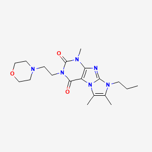 molecular formula C19H28N6O3 B2487751 4,7,8-Trimethyl-2-(2-morpholin-4-ylethyl)-6-propylpurino[7,8-a]imidazole-1,3-dione CAS No. 878412-32-9