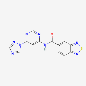 molecular formula C13H8N8OS B2487758 N-(6-(1H-1,2,4-triazol-1-yl)pyrimidin-4-yl)benzo[c][1,2,5]thiadiazole-5-carboxamide CAS No. 1448037-62-4