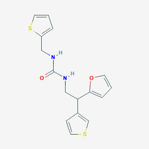 molecular formula C16H16N2O2S2 B2487776 3-[2-(Furan-2-yl)-2-(thiophen-3-yl)ethyl]-1-[(thiophen-2-yl)methyl]urea CAS No. 2097934-45-5