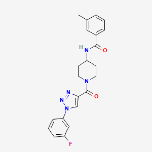 molecular formula C22H22FN5O2 B2487787 N-(1-(1-(3-fluorophenyl)-1H-1,2,3-triazole-4-carbonyl)piperidin-4-yl)-3-methylbenzamide CAS No. 1251573-35-9