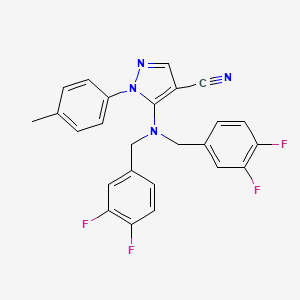 molecular formula C25H18F4N4 B2487802 5-[bis(3,4-difluorobenzyl)amino]-1-(4-methylphenyl)-1H-pyrazole-4-carbonitrile CAS No. 957040-67-4