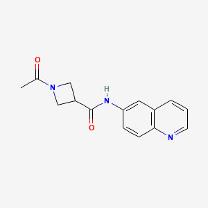 molecular formula C15H15N3O2 B2487803 1-乙酰基-N-(喹啉-6-基)氮杂环丙烷-3-羧酰胺 CAS No. 1421485-42-8