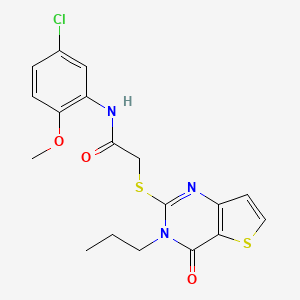 molecular formula C18H18ClN3O3S2 B2487806 N-(5-chloro-2-methoxyphenyl)-2-[(4-oxo-3-propyl-3,4-dihydrothieno[3,2-d]pyrimidin-2-yl)sulfanyl]acetamide CAS No. 1252908-08-9