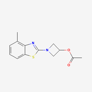 molecular formula C13H14N2O2S B2487813 1-(4-甲基苯并[d]噻唑-2-基)氮杂环丙烷-3-乙酸酯 CAS No. 1396628-09-3