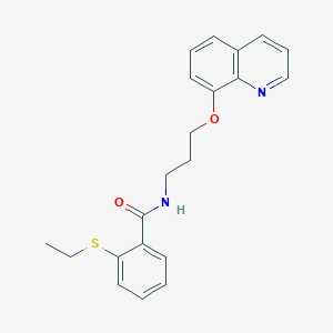 2-(ethylthio)-N-(3-(quinolin-8-yloxy)propyl)benzamide