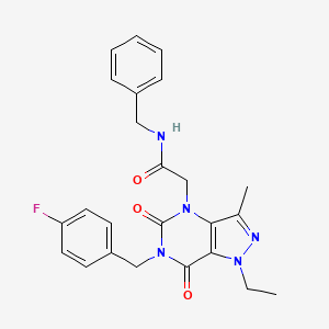 molecular formula C24H24FN5O3 B2487818 N-benzyl-2-(1-ethyl-6-(4-fluorobenzyl)-3-methyl-5,7-dioxo-6,7-dihydro-1H-pyrazolo[4,3-d]pyrimidin-4(5H)-yl)acetamide CAS No. 1358584-24-3
