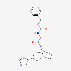 molecular formula C20H24N4O3 B2487821 benzyl (2-((1R,5S)-3-(1H-imidazol-1-yl)-8-azabicyclo[3.2.1]octan-8-yl)-2-oxoethyl)carbamate CAS No. 2320474-46-0