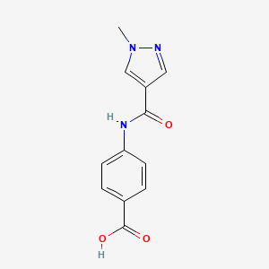 molecular formula C12H11N3O3 B2487842 4-{[(1-methyl-1H-pyrazol-4-yl)carbonyl]amino}benzoic acid CAS No. 1004193-71-8