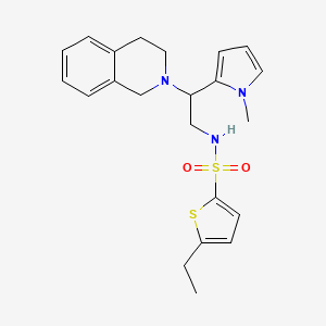 molecular formula C22H27N3O2S2 B2487848 N-(2-(3,4-dihydroisoquinolin-2(1H)-yl)-2-(1-methyl-1H-pyrrol-2-yl)ethyl)-5-ethylthiophene-2-sulfonamide CAS No. 1049389-79-8
