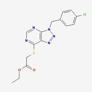 molecular formula C15H14ClN5O2S B2487852 ethyl 2-({3-[(4-chlorophenyl)methyl]-3H-[1,2,3]triazolo[4,5-d]pyrimidin-7-yl}sulfanyl)acetate CAS No. 896678-47-0