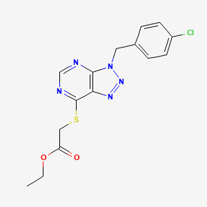molecular formula C15H14ClN5O2S B2487852 Ethyl 2-[3-[(4-chlorophenyl)methyl]triazolo[4,5-d]pyrimidin-7-yl]sulfanylacetate CAS No. 896678-47-0