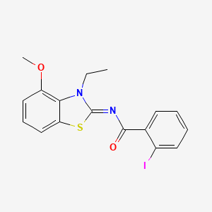 B2487856 (E)-N-(3-ethyl-4-methoxybenzo[d]thiazol-2(3H)-ylidene)-2-iodobenzamide CAS No. 864925-36-0