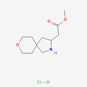 molecular formula C11H20ClNO3 B2487871 methyl 2-{8-oxa-2-azaspiro[4.5]decan-3-yl}acetate hydrochloride CAS No. 2230807-51-7