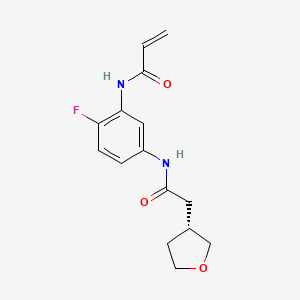 molecular formula C15H17FN2O3 B2487888 N-[2-Fluoro-5-[[2-[(3R)-oxolan-3-yl]acetyl]amino]phenyl]prop-2-enamide CAS No. 2198191-22-7