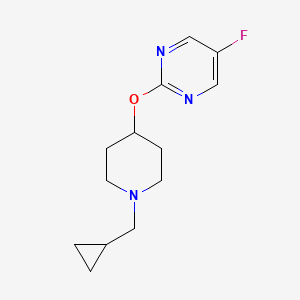 molecular formula C13H18FN3O B2487908 2-[1-(Cyclopropylmethyl)piperidin-4-yl]oxy-5-fluoropyrimidine CAS No. 2380097-46-9