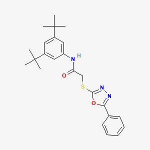 molecular formula C24H29N3O2S B2487910 N-(3,5-di-tert-butylphenyl)-2-((5-phenyl-1,3,4-oxadiazol-2-yl)thio)acetamide CAS No. 824978-63-4