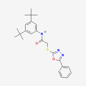 molecular formula C24H29N3O2S B2487910 N-(3,5-ditert-butylphenyl)-2-[(5-phenyl-1,3,4-oxadiazol-2-yl)sulfanyl]acetamide CAS No. 824978-63-4