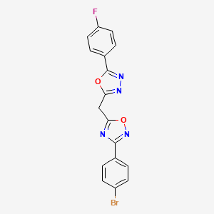 molecular formula C17H10BrFN4O2 B2487915 3-(4-Bromophenyl)-5-{[5-(4-fluorophenyl)-1,3,4-oxadiazol-2-yl]methyl}-1,2,4-oxadiazole CAS No. 1251558-36-7