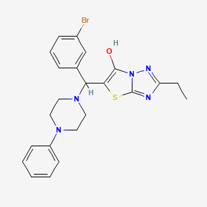 molecular formula C23H24BrN5OS B2487921 5-((3-Bromophenyl)(4-phenylpiperazin-1-yl)methyl)-2-ethylthiazolo[3,2-b][1,2,4]triazol-6-ol CAS No. 887219-53-6