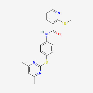 molecular formula C19H18N4OS2 B2487922 N-{4-[(4,6-dimethylpyrimidin-2-yl)sulfanyl]phenyl}-2-(methylsulfanyl)pyridine-3-carboxamide CAS No. 1030710-73-6