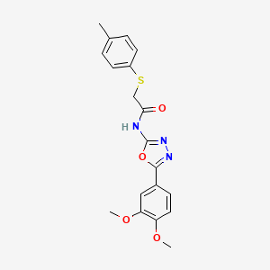 molecular formula C19H19N3O4S B2487961 N-(5-(3,4-dimethoxyphenyl)-1,3,4-oxadiazol-2-yl)-2-(p-tolylthio)acetamide CAS No. 899963-48-5