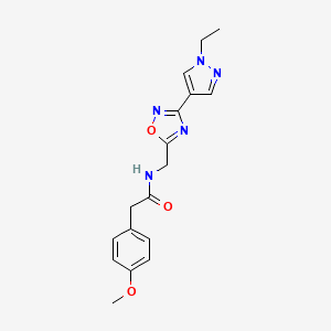 molecular formula C17H19N5O3 B2488003 N-((3-(1-ethyl-1H-pyrazol-4-yl)-1,2,4-oxadiazol-5-yl)methyl)-2-(4-methoxyphenyl)acetamide CAS No. 2034332-24-4