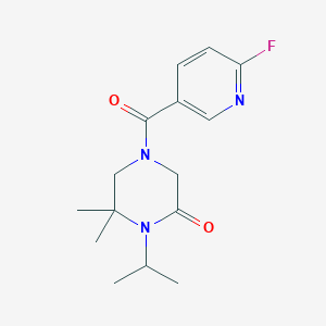 molecular formula C15H20FN3O2 B2488020 4-(6-Fluoropyridine-3-carbonyl)-6,6-dimethyl-1-propan-2-ylpiperazin-2-one CAS No. 1436316-48-1