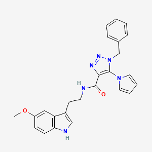 molecular formula C25H24N6O2 B2488056 1-benzyl-N-[2-(5-methoxy-1H-indol-3-yl)ethyl]-5-(1H-pyrrol-1-yl)-1H-1,2,3-triazole-4-carboxamide CAS No. 1795192-14-1