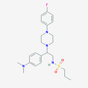 molecular formula C23H33FN4O2S B2488066 N-{2-[4-(dimethylamino)phenyl]-2-[4-(4-fluorophenyl)piperazin-1-yl]ethyl}propane-1-sulfonamide CAS No. 946288-31-9
