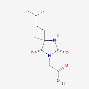 molecular formula C11H18N2O4 B2488099 2-[4-Methyl-4-(3-methylbutyl)-2,5-dioxoimidazolidin-1-yl]acetic acid CAS No. 956436-77-4