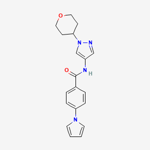 molecular formula C19H20N4O2 B2488173 N-[1-(oxan-4-yl)-1H-pyrazol-4-yl]-4-(1H-pyrrol-1-yl)benzamide CAS No. 1797720-81-0