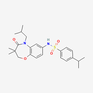 molecular formula C24H32N2O4S B2488174 N-(5-isobutyl-3,3-dimethyl-4-oxo-2,3,4,5-tetrahydrobenzo[b][1,4]oxazepin-7-yl)-4-isopropylbenzenesulfonamide CAS No. 922132-99-8