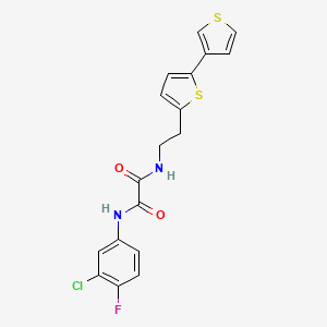 molecular formula C18H14ClFN2O2S2 B2488213 N-(2-{[2,3'-bithiophene]-5-yl}ethyl)-N'-(3-chloro-4-fluorophenyl)ethanediamide CAS No. 2034342-87-3