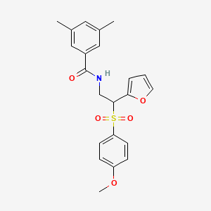 molecular formula C22H23NO5S B2488259 N-[2-(furan-2-yl)-2-(4-methoxybenzenesulfonyl)ethyl]-3,5-dimethylbenzamide CAS No. 946243-22-7
