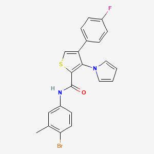molecular formula C22H16BrFN2OS B2488262 N-(4-bromo-3-methylphenyl)-4-(4-fluorophenyl)-3-(1H-pyrrol-1-yl)thiophene-2-carboxamide CAS No. 1291837-90-5