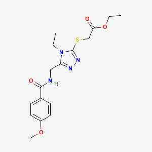 ethyl 2-((4-ethyl-5-((4-methoxybenzamido)methyl)-4H-1,2,4-triazol-3-yl)thio)acetate
