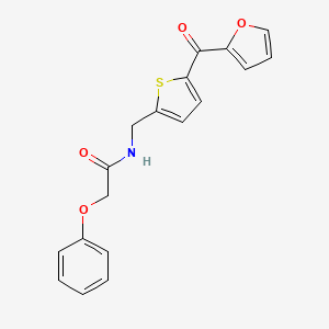 molecular formula C18H15NO4S B2488287 N-((5-(furan-2-carbonyl)thiophen-2-yl)methyl)-2-phenoxyacetamide CAS No. 1797613-11-6