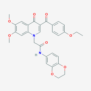 molecular formula C30H28N2O8 B2488308 N-(2,3-dihydro-1,4-benzodioxin-6-yl)-2-[3-(4-ethoxybenzoyl)-6,7-dimethoxy-4-oxo-1,4-dihydroquinolin-1-yl]acetamide CAS No. 872198-61-3