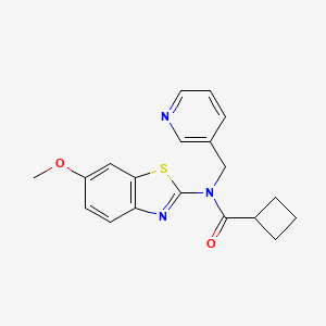 molecular formula C19H19N3O2S B2488331 N-(6-methoxy-1,3-benzothiazol-2-yl)-N-[(pyridin-3-yl)methyl]cyclobutanecarboxamide CAS No. 1170480-32-6