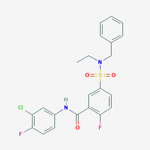 5-[benzyl(ethyl)sulfamoyl]-N-(3-chloro-4-fluorophenyl)-2-fluorobenzamide