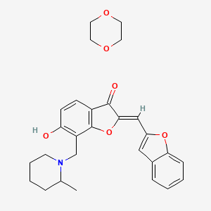 (2Z)-2-[(1-benzofuran-2-yl)methylidene]-6-hydroxy-7-[(2-methylpiperidin-1-yl)methyl]-2,3-dihydro-1-benzofuran-3-one; 1,4-dioxane