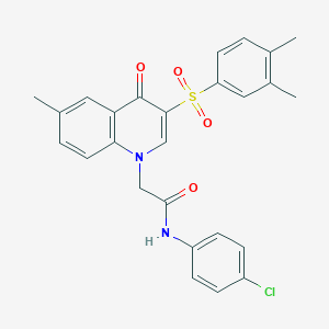 molecular formula C26H23ClN2O4S B2488348 N-(4-chlorophenyl)-2-[3-(3,4-dimethylbenzenesulfonyl)-6-methyl-4-oxo-1,4-dihydroquinolin-1-yl]acetamide CAS No. 866897-56-5