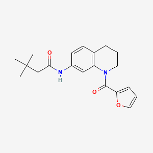 molecular formula C20H24N2O3 B2488365 N-[1-(furan-2-carbonyl)-1,2,3,4-tetrahydroquinolin-7-yl]-3,3-dimethylbutanamide CAS No. 946367-10-8