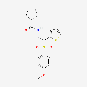 molecular formula C19H23NO4S2 B2488372 N-[2-(4-methoxybenzenesulfonyl)-2-(thiophen-2-yl)ethyl]cyclopentanecarboxamide CAS No. 946297-53-6