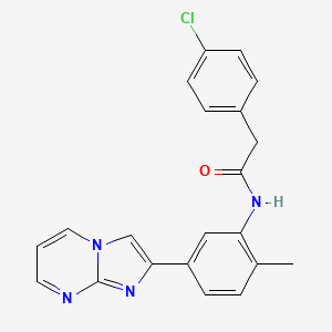 2-(4-chlorophenyl)-N-(5-(imidazo[1,2-a]pyrimidin-2-yl)-2-methylphenyl)acetamide