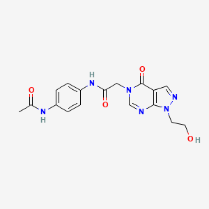 molecular formula C17H18N6O4 B2488453 N-(4-acetamidophenyl)-2-[1-(2-hydroxyethyl)-4-oxo-1H,4H,5H-pyrazolo[3,4-d]pyrimidin-5-yl]acetamide CAS No. 899971-45-0