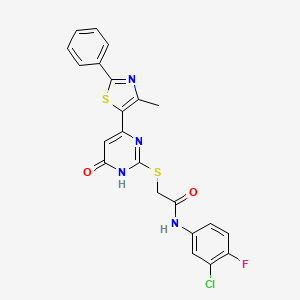molecular formula C22H16ClFN4O2S2 B2488477 N-benzyl-3-{4-[(dimethylamino)sulfonyl]phenyl}-1,2,4-oxadiazole-5-carboxamide CAS No. 1115901-08-0