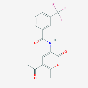 molecular formula C16H12F3NO4 B2488482 N-(5-acetyl-6-methyl-2-oxo-2H-pyran-3-yl)-3-(trifluoromethyl)benzenecarboxamide CAS No. 338418-31-8